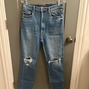 MOTHER High Waisted  RIDER ANKLE FRAY Party Like A Pirate size 32